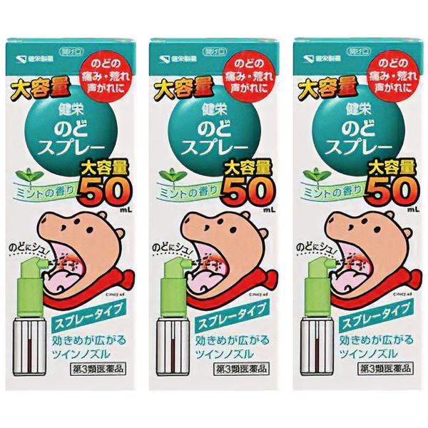 【第3類医薬品】健栄のどスプレー 50mL×3個セット メール便送料無料