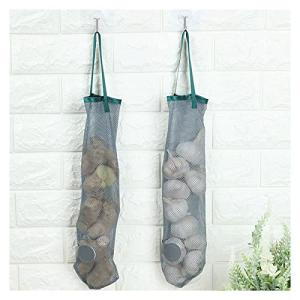 ALLMIRA 2枚セット 果物と野菜のメッシュバッグのパックコットンネット 吊り下げ収納 レジ袋ストッカーポリ袋ストッカー ゴミ袋 レジ袋 収納 通