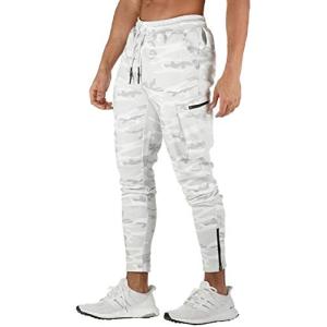 ベクー メンズ トレーニング パンツ カーゴパンツ 速乾 吸汗 ストレッチ ジャージ ルームウエア グレー迷彩 M