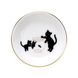 大倉陶園 黒猫親子 -縁起物語- 豆皿 その2 「金魚」 15GS/5401-4の商品画像