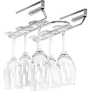 Umi ワイングラスホルダー 吊り下げ式 ステンレススチール キャビネットステムウェアラック キッチン 食器棚 バ