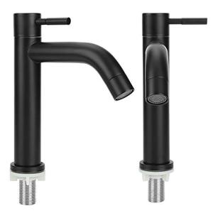 洗面用水栓 蛇口 レバー蛇口 単水栓 水栓金具 ステンレス鋼 シャワー単水栓 G1 / 2 ブラック 家庭用 ホテル用 洗面台 バスルーム 浴室