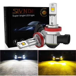 led H8 H9 H11 H16 HB4 HB3 PSX24W フォグランプ 2色切り替え ホワイト6000K / イエロー3000K 車検対応 超爆光13000LM 2個セット