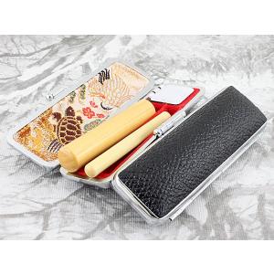 印鑑ケース 2本 訂正印 認印2本収納 朱肉付き ウインドケース 2本用