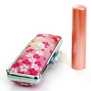 認印 セット 女性 おしゃれ 印鑑 はんこ ピンク カラー 本柘 10.5mm 縮緬 富士桜 印鑑ケース 朱肉付き 子供 カタカナ ローマ字 外国人 プレゼント 成人祝い