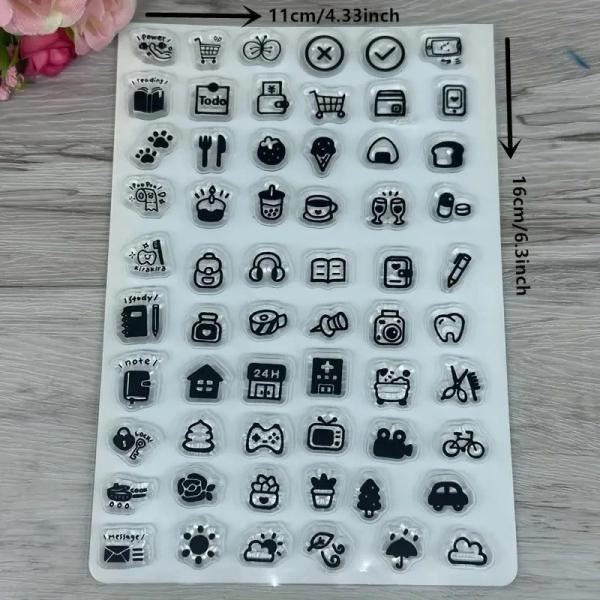 クリアスタンプシート 即日発送 クリアスタンプ シリコン NO.6 1シート アイコン 天気 生活 ...