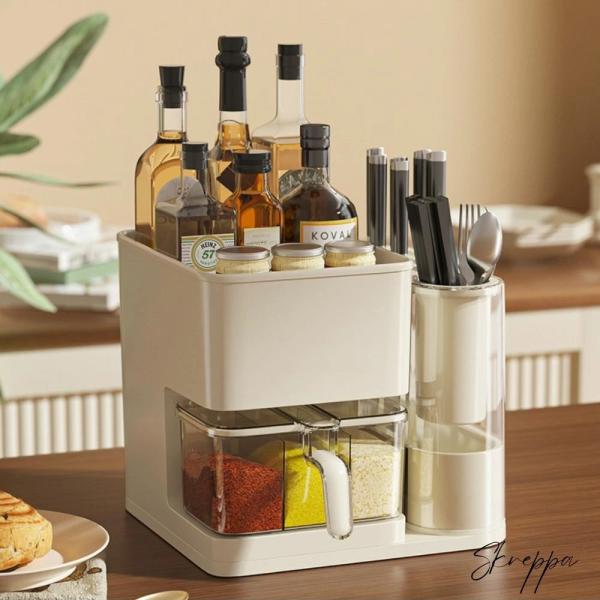 収納 調味料ラック スパイスラック 調味料入れ 箸立て 包丁立て キッチンツールスタンド キッチ多機...