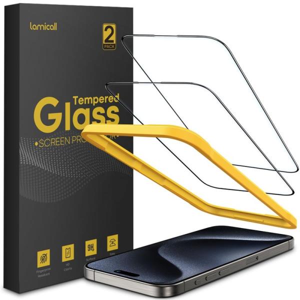 2枚セット・米国SGガラスLamicall iPhone 15 Pro Max ガラスフィルム ：9...