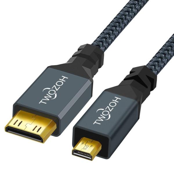 Twozoh Micro HDMI to Mini HDMI 変換 ケーブル 0.5M (タイプD-...