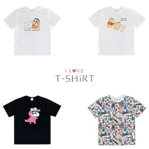 Tシャツ 半袖 レディース クルーネック クレヨンしんちゃん キャラクター プリント トップス カットソー 丸首 T-shirt キャラT 
