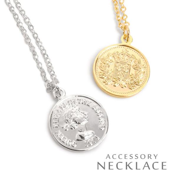 ネックレス 英国 メダル コイン ペンダント レディース 女性用 シンプル リバーシブルコイン 19...