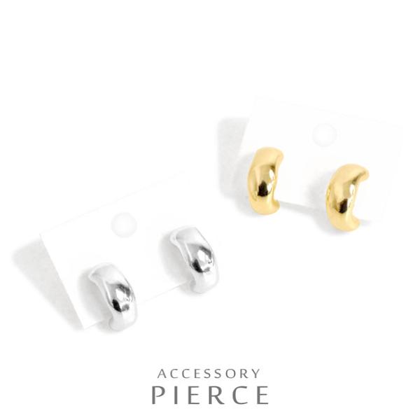 ピアス メタル 太め 大振り プランプ チャンキー C型 フープ バックキャッチ レディース 女性用...