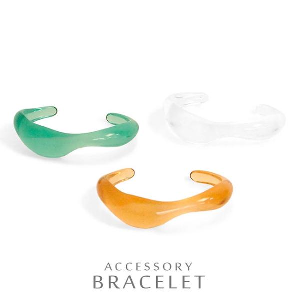 バングル ブレスレット アクリル 変形 クリア ニュアンス シルエット レディース 女性用 透明 曲...