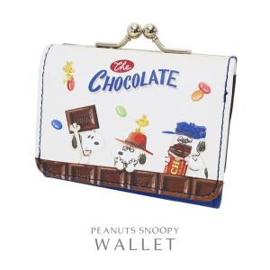 三つ折り財布 ピーナッツ スヌーピー peanuts snoopy チョコレート ハーフサイズ 折りたたみ ミニウォレット レザー 革 合皮 がまぐち 小銭入れの商品画像