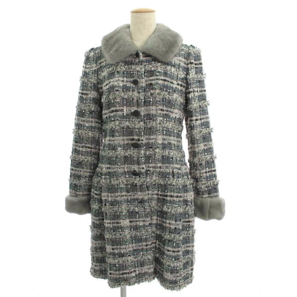 ルネ コート ツイード ミンクファー 36