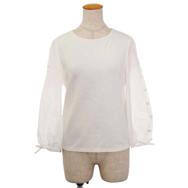 エムズグレイシー Tシャツ カットソー パール バックボタン 長袖 38