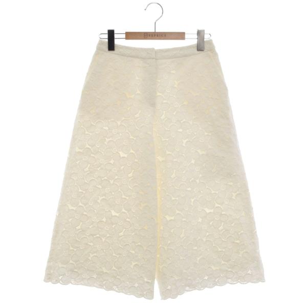 トゥービーシック W5R53-341-40 パンツ 38 ホワイト クロップド レース フラワーモチ...