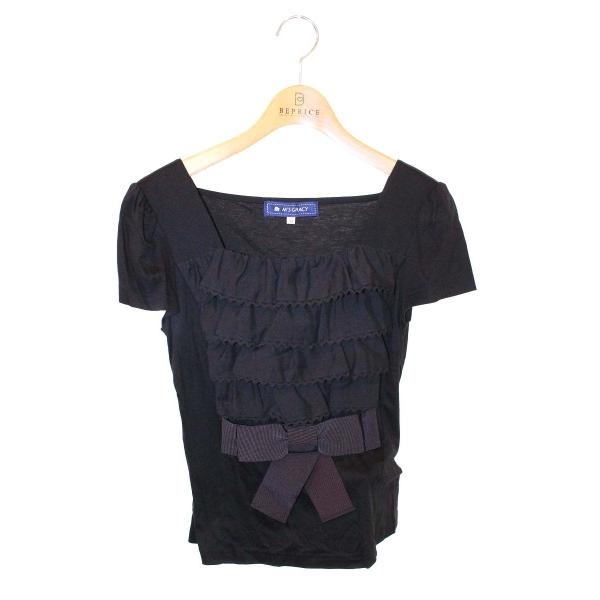 エムズグレイシー 625301 Tシャツ カットソー 38 ブラック パフスリーブ フリル IT67...