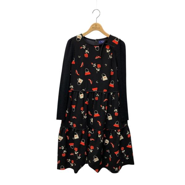エムズグレイシー 111704 ワンピース 38 ブラック リボン アイコンモチーフ IT6I5H4...