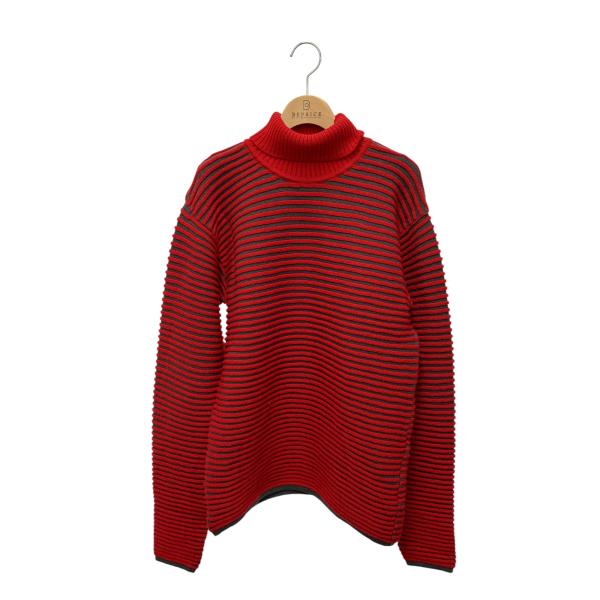 イッセイミヤケメン ME63KN026 タートルネックニット L レッド パイピング 銀タグ IT8...