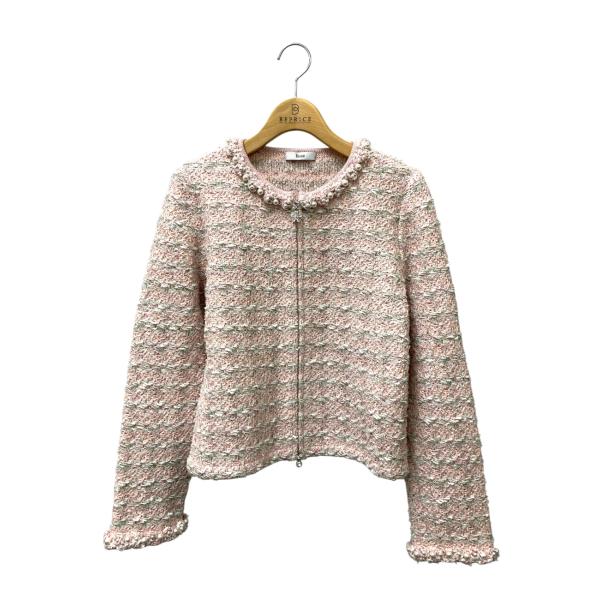 ルネ 6612010 ジャケット 38 ピンク ツイード パール ジップアップ ITEA1LFJYB...