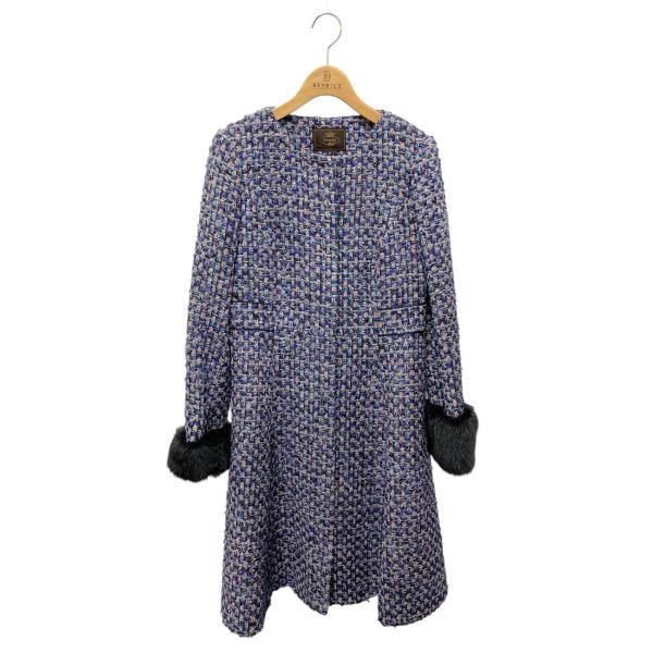 トッカ MISS HEPBURN COTOYW0220 ノーカラーコート 0 ネイビー ツイード I...