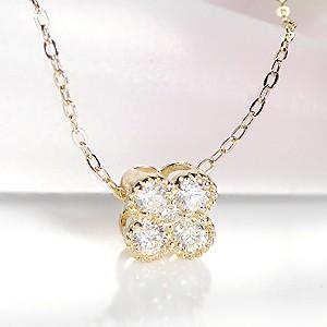 ダイヤモンド ネックレス ペンダント 18k 18金 YG ゴールド パヴェ 0.4