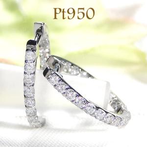 Pt900 0.10ct フープ ドット ダイヤモンド ピアス 人気 ジュエリー
