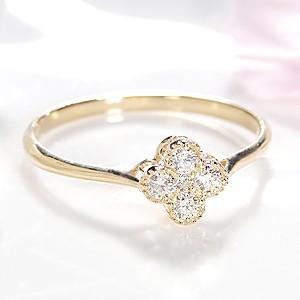 Pt900 K18YG 0.55ctUP フラワー ダイヤモンド リング 送料無料 18k  