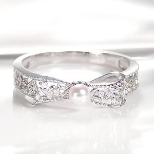 K10 WG ゴールド 指輪 リング ダイヤモンド ダイヤ リボン リボンモチーフ プリンセエス パ...