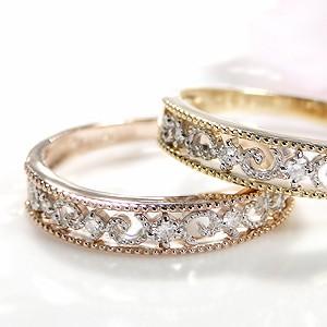 Pt950 K18 YG PG ダイヤモンド コンビ リング 送料無料 プラチナ