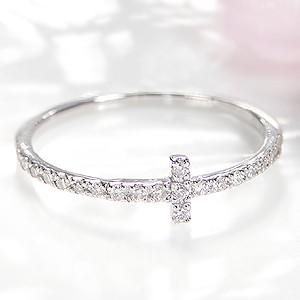 pt900 プラチナ ダイヤモンド ダイヤ 指輪 リング エタニティ クロス 十字架 シンプル 華奢...