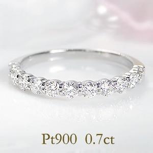 pt900 プラチナ 指輪 リング ダイヤモンド ダイヤ ハーフエタニティ エタニティ 0.7ct ...