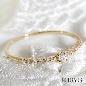 K18YG ダイヤモンド リング 0.1ct 送料無料 可愛い 人気 細身 華奢 シンプル 18金 ...