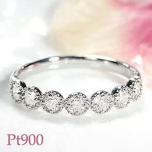 プラチナ プラチナ900 Pt900 0.35ct ミル打ち ダイヤモンド リング 