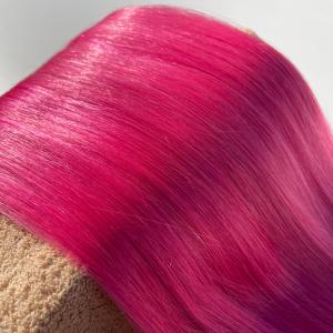 ピンク シール エクステ 人毛 ロング ヘアエクステ カラーエクステ 長