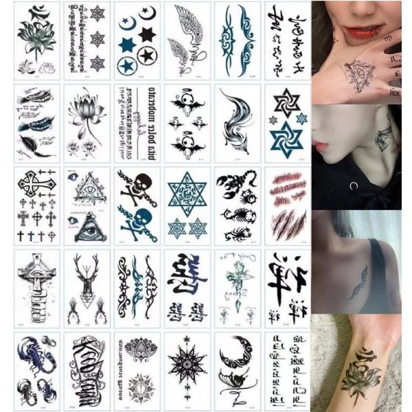 【1枚おまけ付】 タトゥーシール 30枚セット ボディシール ステッカー tatoo 防水 ドクロ ...