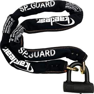 Kaedear (カエディア) バイク ロック チェーンロック 鍵 チェーン パッドロック 長さ1500mm スクエアチェーン 9mm 高耐久 シリンダの商品画像