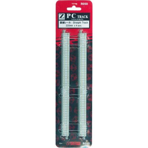 ロクハン Zゲージ R050 PCトラック 直線レール 220mm (4本入り)