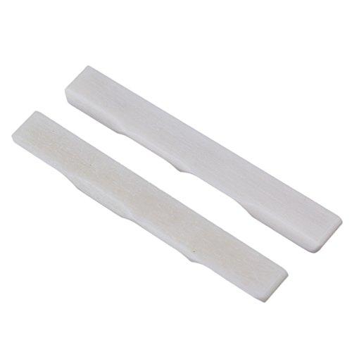 Yibuy 2個入れ ホワイト 天然牛骨 4弦 ギター骨サドル ウクレレギター用 ギターパーツ ホワ...