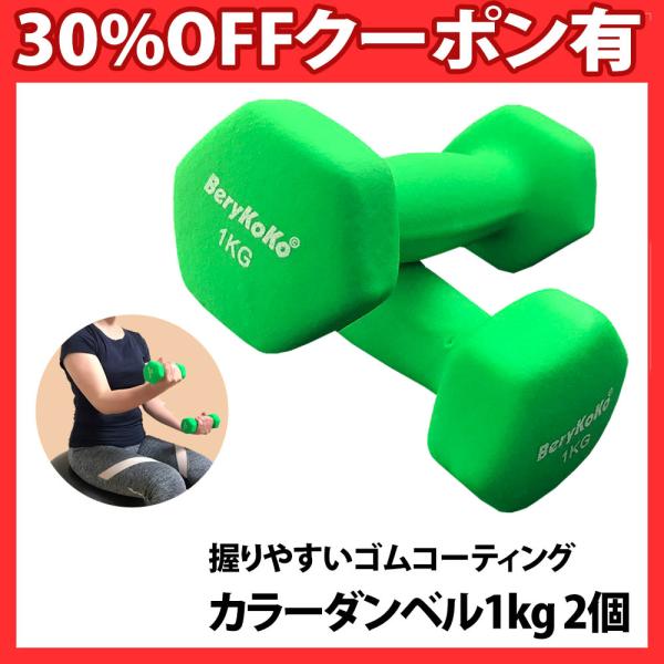 プロボクサーが愛用 筋トレ カラーダンベル 1kg グリーン 2個セット 正規品/12ヶ月保証 ダイ...