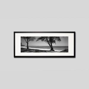 IGREBOW ハワイ オアフ島 ビーチと木陰 ビッグサイズ アイグレボウ インテリアフォト ウッド黒フレーム ビッグサイズ モノクローム