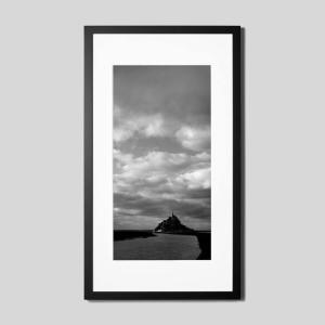 IGREBOW フランス モンサンミッシェルの夕暮れ ビッグサイズ アイグレボウ インテリアフォト ウッド黒フレーム ビッグサイズ モノクローム