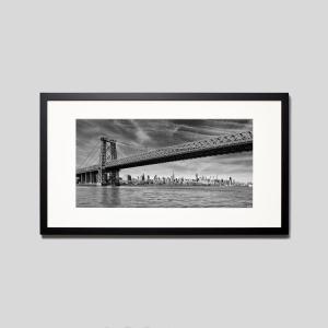 IGREBOW ニューヨーク ウィリアムズバーグブリッジとマンハッタン ビッグサイズ アイグレボウ インテリアフォト ウッド黒フレーム ビッグサイズ モノクローム
