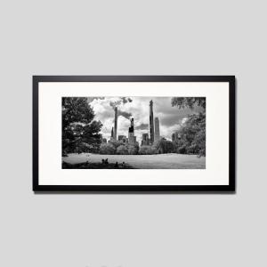IGREBOW ニューヨーク マンハッタン セントラルパークから見るビル群 ビッグサイズ アイグレボウ インテリアフォト ウッド黒フレーム ビッグサイズ モノクローム