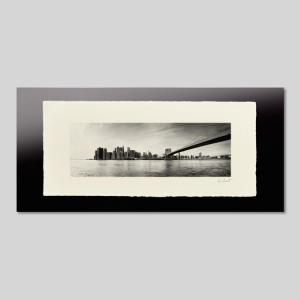 IGREBOW アメリカ ニューヨーク ブルックリンブリッジとマンハッタン アイグレボウ インテリアフォト 越前塗板フレーム ビッグサイズ モノクローム