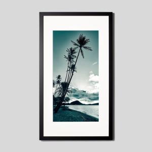 IGREBOW ハワイ 夜明けの海とヤシの木 ビッグサイズ アイグレボウ インテリアフォト ウッド黒フレーム ビッグサイズ モノクローム
