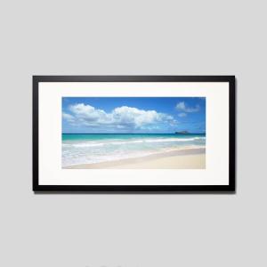 IGREBOW ハワイ ワイマナロベイビーチ 砂浜と青い空と海 ビッグサイズ アイグレボウ インテリアフォト ウッド黒フレーム ビッグサイズ モノクローム