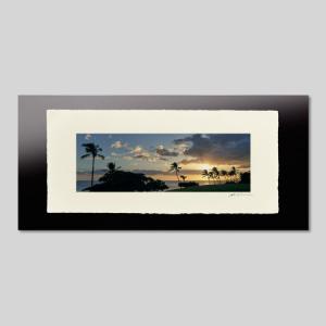 IGREBOW ハワイ 夕暮れの海とヤシの木 アイグレボウ インテリアフォト 越前塗板フレーム ビッグサイズ カラー写真