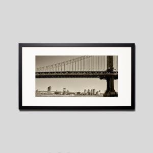 IGREBOW アメリカ ニューヨーク マンハッタンブリッジ アイグレボウ インテリアフォト ウッド黒フレーム ビッグサイズ モノクローム